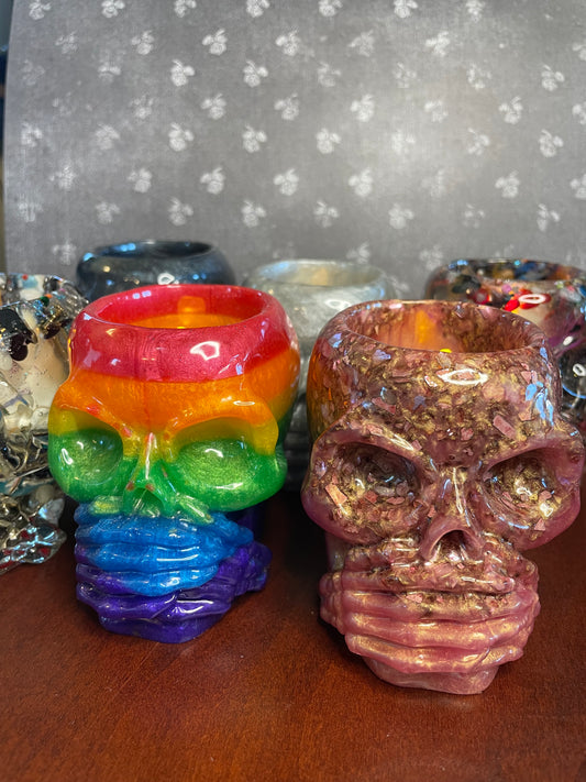 'Hear no evil, speak no evil, see no evil' Skull Candle holder sets