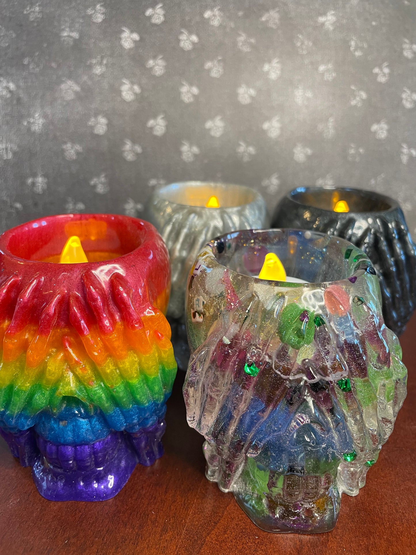'Hear no evil, speak no evil, see no evil' Skull Candle holder sets