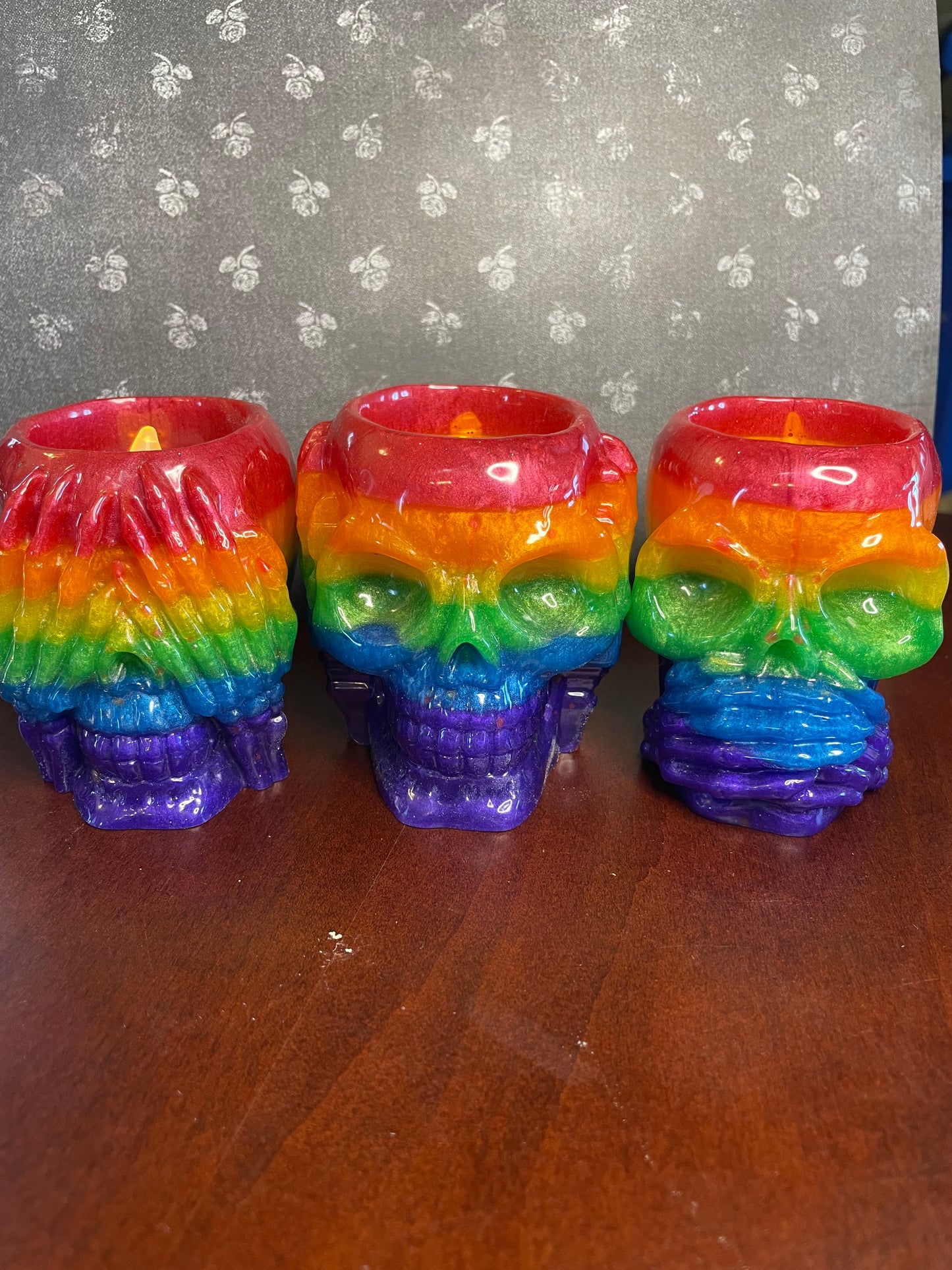 'Hear no evil, speak no evil, see no evil' Skull Candle holder sets