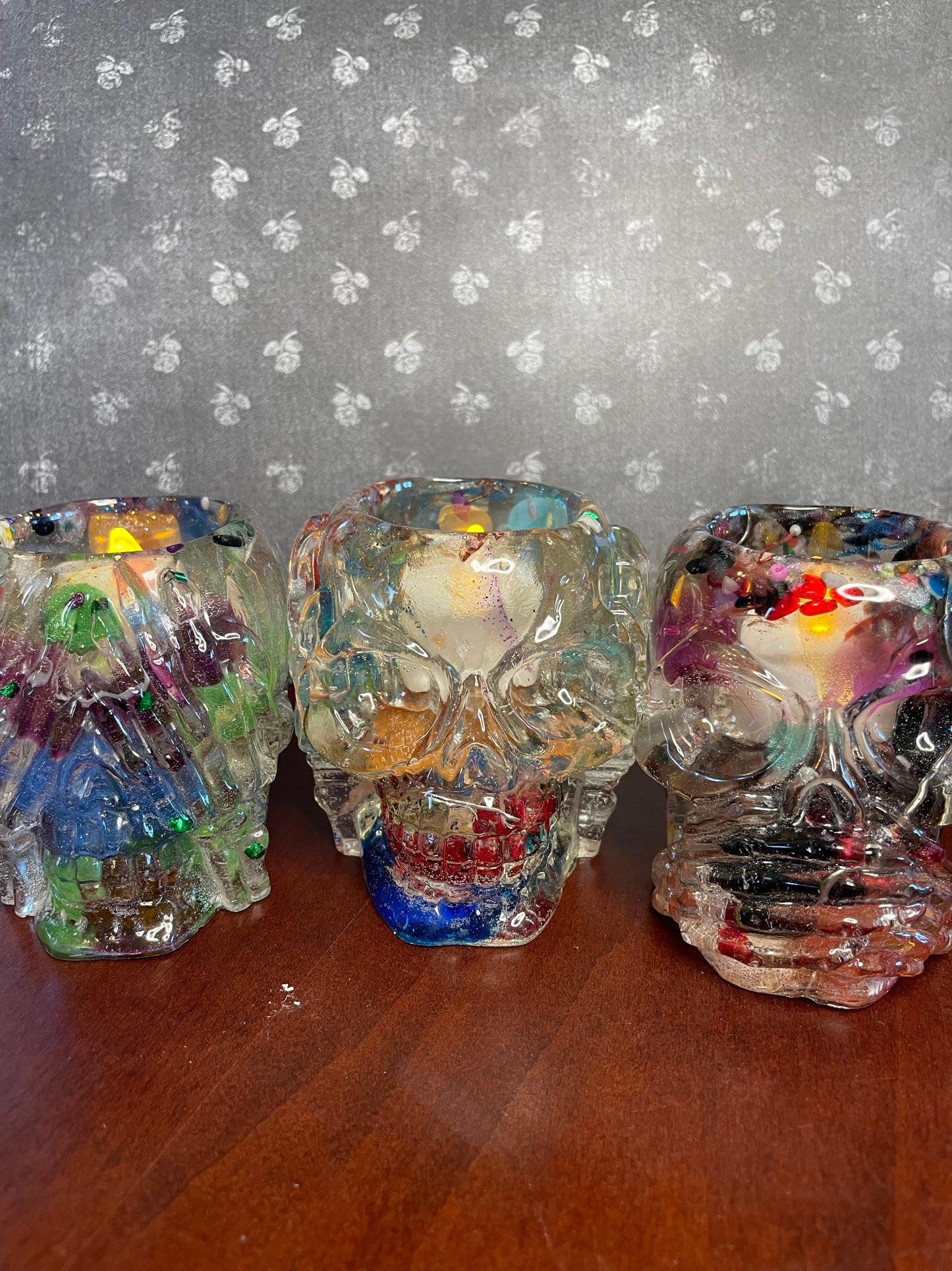 'Hear no evil, speak no evil, see no evil' Skull Candle holder sets
